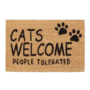Relaxdays ROHOŽKA Přírodní Černá kokosové vlákno kočičí motiv obraz