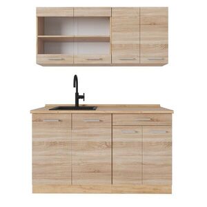 Vicco JEDNOTKOVÁ KUCHYNĚ R-Line Dub Sonoma/Goldkraft 140 cm bez pracovní desky obraz