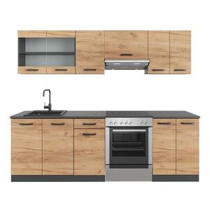 Vicco KUCHYŇSKÁ LINKA R-Line, Zlatý mocný dub/Antracit, 240 cm s pracovní deskou obraz