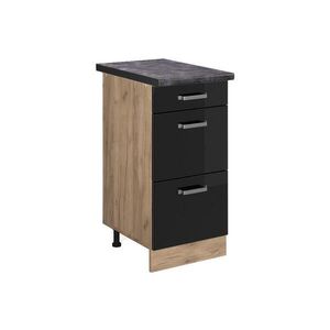 Vicco SPODNÍ SKŘÍŇKA KUCHYŇSKÉ LINKY R-Line Černý vysoký lesk 40 cm se zásuvkami, PD Antracit obraz