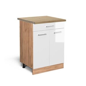 Vicco SPODNÍ SKŘÍŇKA KUCHYŇSKÉ LINKY R-Line Bílá vysoký lesk 60 cm se zásuvkou, PD Dub obraz