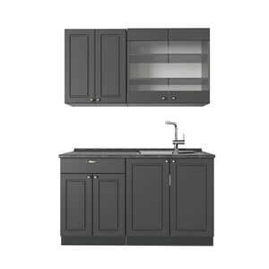 Vicco JEDNOTKOVÁ KUCHYNĚ Fame-Line Anthrazit-Gold Landhaus 140 cm , PD Antracit obraz