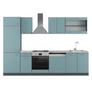 Vicco KUCHYŇSKÝ KOUT R-Line Modrošedá/antracitová 300 cm , PD Mramor obraz