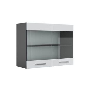 Vicco SKLENĚNÁ KUCHYŇSKÁ SKŘÍŇKA R-Line Bílá vysoký lesk 80 cm obraz