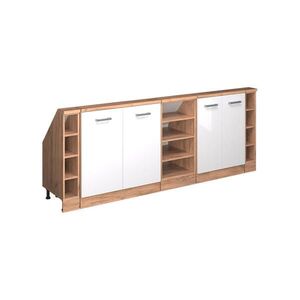 Vicco KUCHYŇSKÁ SKŘÍŇKA POD ŠIKMOU STŘECHU R-Line Bílá vysoký lesk 210 cm Sada 5 kusů obraz