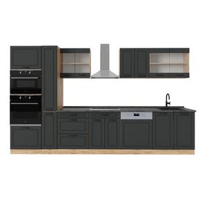 Vicco KOMPLETNÍ KUCHYNĚ R-Line Antracitový venkovský dům/zlatý dub 350 cm , PD Antracit obraz