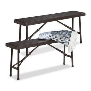 Relaxdays PIVNÍ LAVICE Hnědá dřevodekor skládací 2-dílná-sada 100 cm obraz