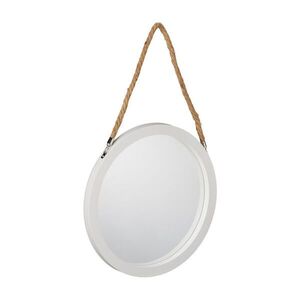 Relaxdays ZRCADLO Bílé přírodní se závěsným lanem kulaté 58 cm obraz
