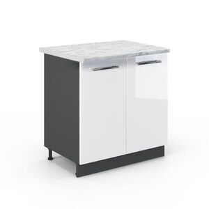 Vicco SPODNÍ SKŘÍŇKA KUCHYŇSKÉ LINKY Fame-Line, Bílá vysoký lesk/Antracit, 80 cm pracovná doska Mramor obraz