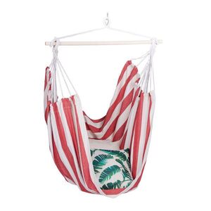 Relaxdays KŘESLO bílá-červená pruhované bavlna obraz