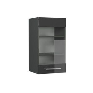 Vicco SKLENĚNÁ KUCHYŇSKÁ SKŘÍŇKA Fame-Line Antracitový vysoký lesk 40 cm obraz