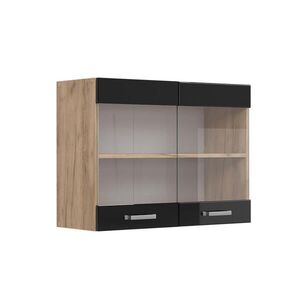 Vicco SKLENĚNÁ KUCHYŇSKÁ SKŘÍŇKA R-Line Černý vysoký lesk 80 cm obraz