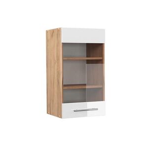 Vicco SKLENĚNÁ KUCHYŇSKÁ SKŘÍŇKA Fame-Line Bílá vysoký lesk 40 cm obraz