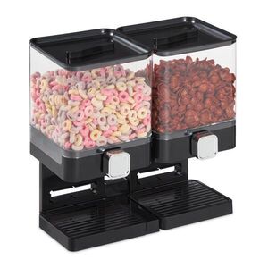 Relaxdays DÁVKOVAČ CEREÁLIÍ Černý dvojitý 2x 3, 5 l obraz