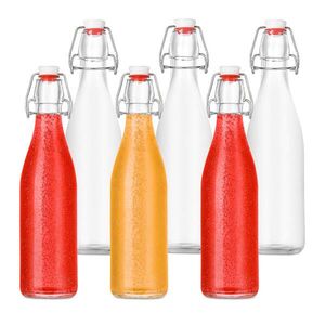 Relaxdays LAHVE Transparentní 6dílná-sada skleněné patentní uzávěr 500 ml obraz