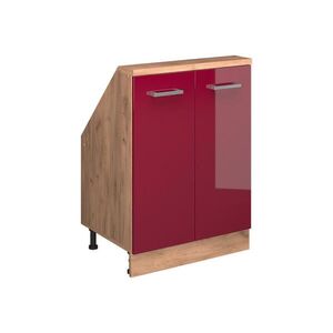 Vicco KUCHYŇSKÁ SKŘÍŇKA POD ŠIKMOU STŘECHU R-Line Červená vysoký lesk 60 cm se 2 dvířky obraz