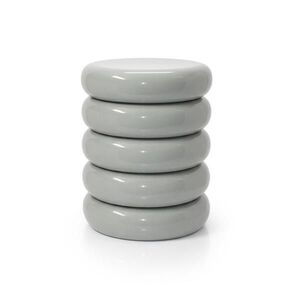 Relaxdays ODKLÁDACÍ STOLEK Světle šedý kovový bubble design 45x31 cm obraz