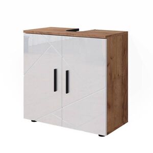 Vicco ZÁKLADNÍ SKŘÍŇKA POD UMYVADLO Irma Bílý vysoký lesk/zlatý dub power 60 x 59 cm obraz