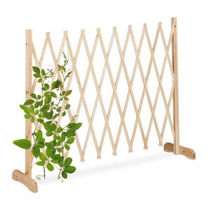 Relaxdays MŘÍŽ Přírodní dřevo výsuvná samostojná šířka 25/275 cm obraz