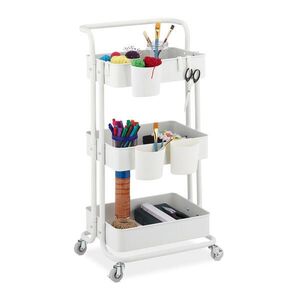 Relaxdays VOZÍK Bílý kovový 3 úrovně 86 cm obraz
