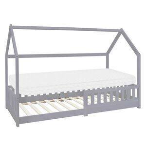 ML-DESIGN DĚTSKÁ POSTEL se stříškou a matrací 90x200 cm světle šedá obraz