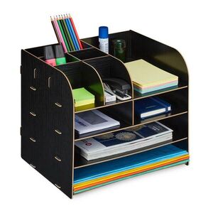 Relaxdays ORGANIZÉR Černý MDF 10 přihrádek 27, 5 cm obraz