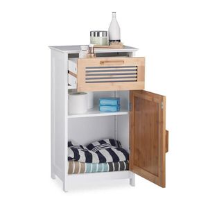 Relaxdays SKŘÍŇKA koupelnová přírodní bambus se zásuvkou 70x40x28, 5 cm obraz