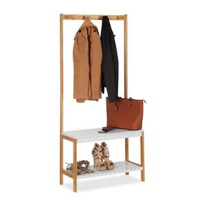Relaxdays VĚŠÁK přírodní bílá se stojanem na boty bambus 150 cm obraz