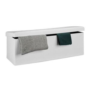 Relaxdays LAVICE Bílá skládací úložný prostor lněná 114 cm obraz