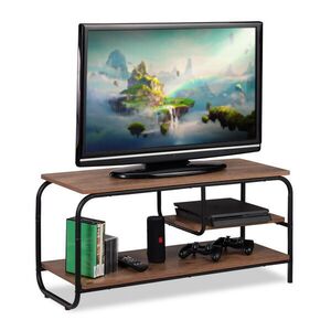 Relaxdays TV-STOLEK Hnědá Černá industriální styl s policí 90x35 cm obraz