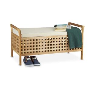Relaxdays LAVICE Ořech úložný prostor čalouněný sedák 92, 6 cm obraz