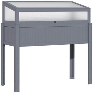 Outsunny VYŠŠÍ ZÁHON, květináč, pro zahradu, balkon a terasu, smrkové dřevo, PC panel, šedý obraz
