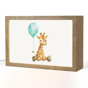 OnlyWow NOČNÍ LAMPIČKA Žirafa - Dítě - Zvířata - Modrý balón 30x20 cm obraz