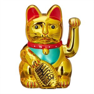 Relaxdays SOŠKA Zlatá Maneki Neko mávající 16 cm obraz