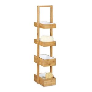 Relaxdays KOUPELNOVÝ REGÁL Přírodní bambus 4 police 88, 5 cm obraz