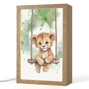 OnlyWow NOČNÍ LAMPIČKA Lev - Zvíře - Děti - Džungle 20x30 cm obraz