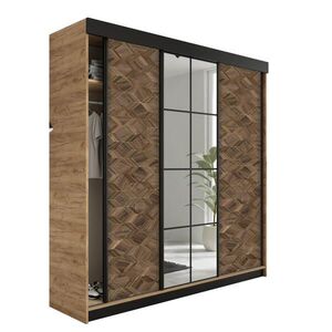 Kier Furniture POSUVNÁ ŠATNÍ SKŘÍŇ LAMARO - 200x205x59cm - Dub Craft & Art Deco obraz