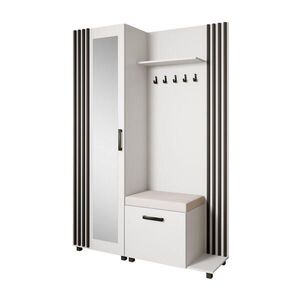 Beautysofa ŠATNÍ skříň do předsíně Livia s věšáky a zrcadlem, bílá, pravá obraz
