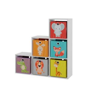 Vicco SCHODIŠŤOVÝ REGÁL Bílá 107.2 x 107.8 cm se skládacími boxy opt.1 obraz