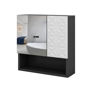 Vicco KOUPELNOVÁ ZRCADLOVÁ SKŘÍŇKA Edge Černá 54 x 55 cm s dvířky a otevřenými přihrádkami obraz