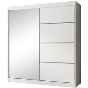 Beautysofa POSUVNÁ šatní skříň Paco 200/215/61, 2dveřová, bílá, se zrcadlem obraz