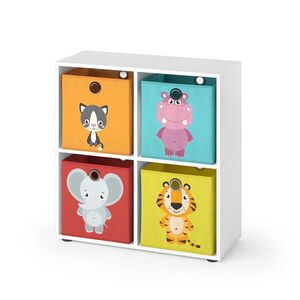 Vicco DĚTSKÁ POLIČKA Tetra Bílá 72.6 x 72 cm se 4 skládacími boxy (červená/žlutá) obraz