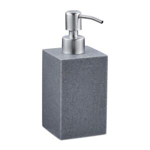 Relaxdays DÁVKOVAČ Šedý na mýdlo polyresin nerezová pumpička 300 ml obraz