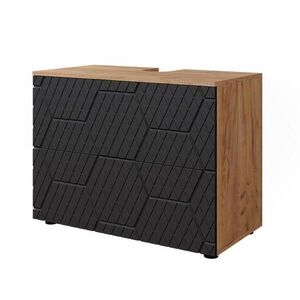 Vicco ZÁKLADNÍ SKŘÍŇKA POD UMYVADLO Irma Antracit se strukturou včelí plástve 80 x 58.6 cm se 2 zásuvkami obraz