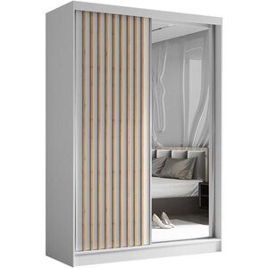 Beautysofa SKŘÍŇ s posuvnými dveřmi Helix 150/216/61 bílá + dub Artisan obraz