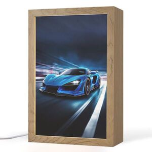 OnlyWow NOČNÍ LAMPIČKA Auto - Modrá - Chlapci - Dítě 20x30 cm obraz