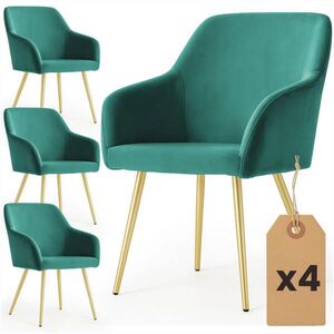 RAUMHIRSCH FURNITURE ČALOUNĚNÁ ŽIDLE, sada 4 ks, kovové nohy, zelená, zlatá 54, 5/83/58 obraz