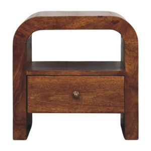 Artisan Furniture NOČNÍ STOLEK z masivního dřeva Darcy kaštanově hnědý, 1 zásuvka a otevřená police, tmavě hnědá obraz