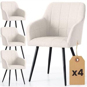 RAUMHIRSCH FURNITURE ČALOUNĚNÁ ŽIDLE, sada 4 ks, kovové nohy, krémová, černá, X 54/82/58 obraz