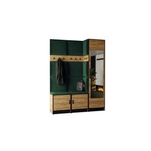 Kier Furniture PŘEDSÍŇOVÁ STĚNA ROJ 20 - 159, 6x205x39cm Dub Craft & zelená látka obraz